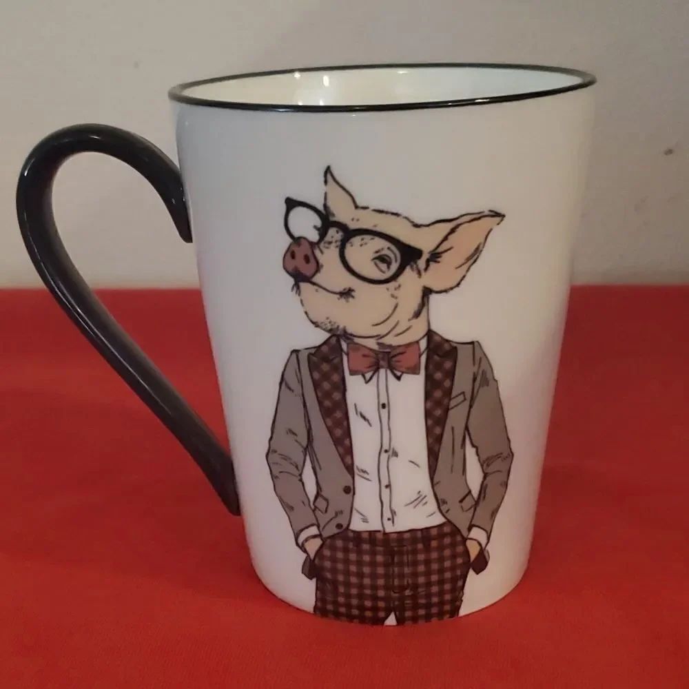 Signature Housewares PIG Hipster Animal Cup Mug 16 oz.